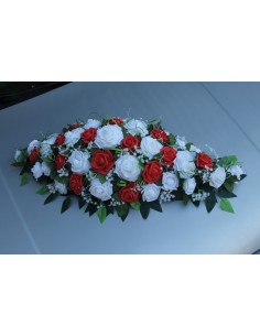 Compositions florales mariage Roses blanches et rouges 2