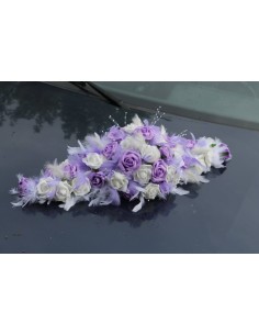 Compositions florales pour mariage ivoire et parme 2