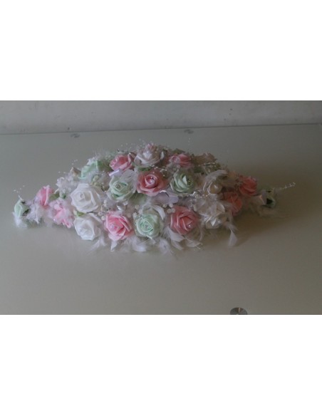 Bouquet de mariée, boutonnière et composition florale mariage rose et vert