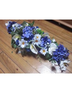 LOT Bouquet de mariage: décoration de table ou voiture bleu / ivoire 2