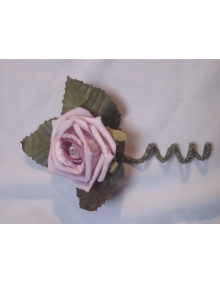Bouquet de Mariage "Chloe" fait avec des roses, feuilles et diamants