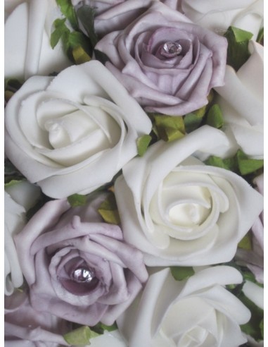 Bouquet de Mariage "Chloe" fait avec des roses, feuilles et diamants