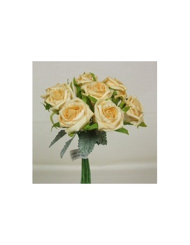 Bouquet de Mariage "Chloe" fait avec des roses, feuilles et diamants