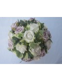 Bouquet Mariée Rond "Chloe" avec des roses et diamants fantaisie