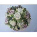 Bouquet Mariée Rond "Chloe" avec des roses et diamants fantaisie