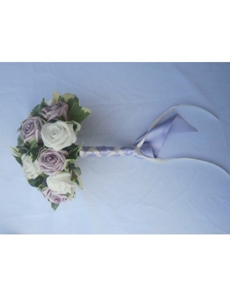 Bouquet Mariée Rond "Chloe" avec des roses et diamants fantaisie