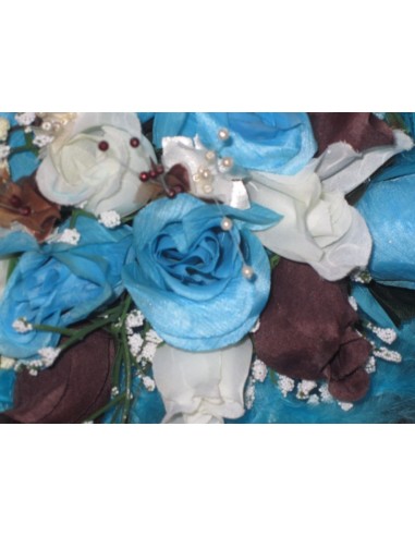 Bouquet demoiselle honneur thème chocolat turquoise perlé