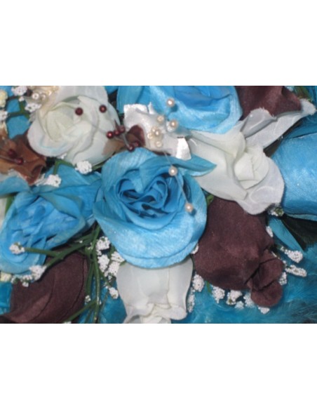 Bouquet demoiselle honneur thème chocolat turquoise perlé