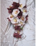 Bouquet de Mariée Cascade thème Orchidée Chocolat + belles roses