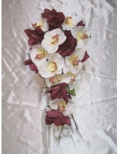 Bouquet de Mariée Cascade thème Orchidée Chocolat + belles roses 2