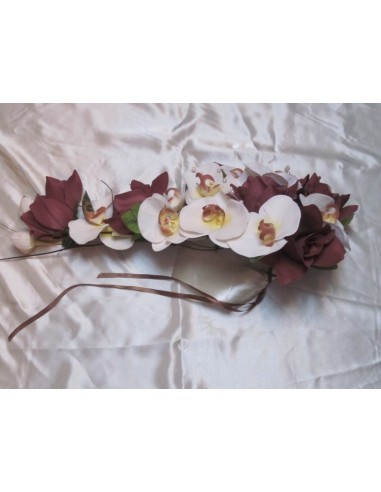 Bouquet de Mariée Cascade thème Orchidée Chocolat + belles roses