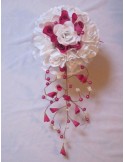 Bouquet de Mariée Cascade Original Blanc Fuchsia avec des roses 