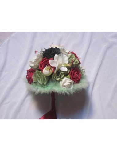 bouquet mariée bordeaux vert