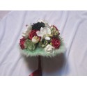 Bouquet de Mariée Rond bordeaux vert avec des roses et orchidées