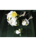 LOT Mariage: Bouquet Rond "Soleil" avec de belles roses et lys