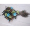 Bouquet Mariage Cascade thème Paon Chocolat, Vert et Turquoise