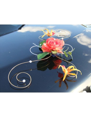 4 compositions florales de voiture de mariés avec choix couleurs!