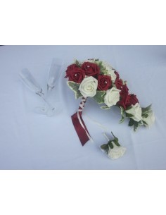 Bouquet Mariage Cascade "Lola" des roses et diamants fantaisies 2
