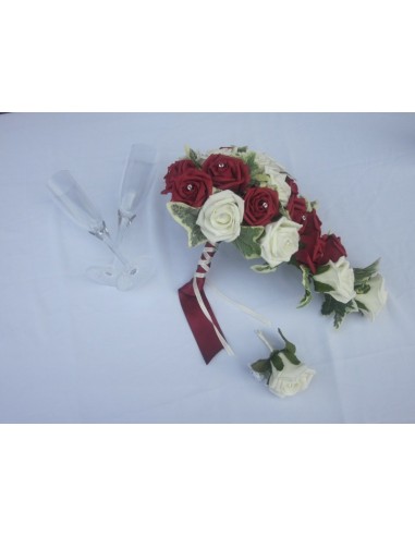 Bouquet Mariage Cascade "Lola" des roses et diamants fantaisies