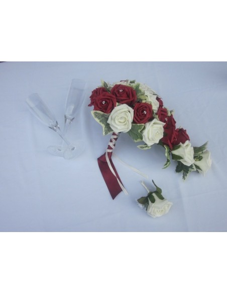 Bouquet Mariage Cascade "Lola" des roses et diamants fantaisies