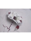 Bouquet de Mariée Rond + Boutonnière avec des lys, roses et perles