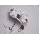 Bouquet de Mariée Rond + Boutonnière avec des lys, roses et perles