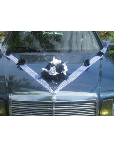 Décoration voiture mariage noir et blanc