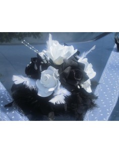 Décoration voiture pour mariage pas cher thème noir et blanc 2