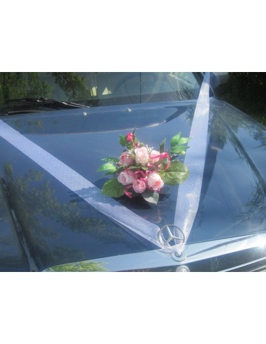 Décoration de voiture pour mariage couleur rose ou bordeaux