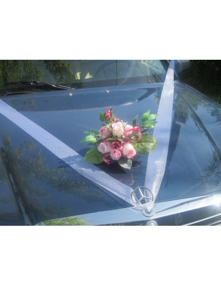 Décoration de voiture pour mariage couleur rose ou bordeaux