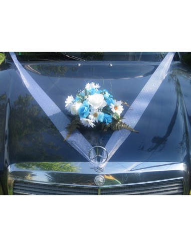 Décoaration voiture mariage turquoise