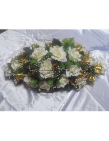 Décoration pour voiture de mariée avec des Roses, Perles et feuilles