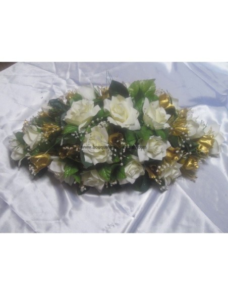 Décoration pour voiture de mariée avec des Roses, Perles et feuilles