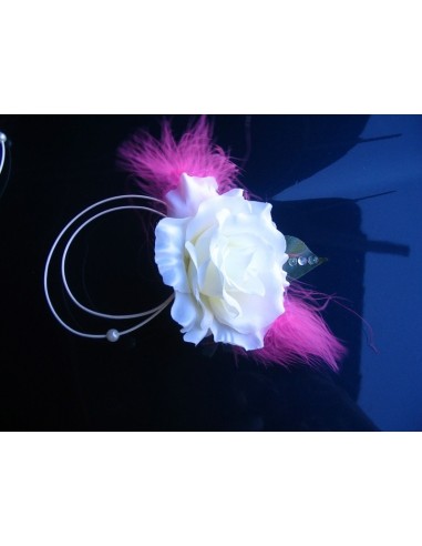 Lot décoration voiture mariage thème fushia, blanc avec coeurs