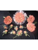 Lot Bouquets Fleurs Mariage Flamme orange avec belles roses et perles