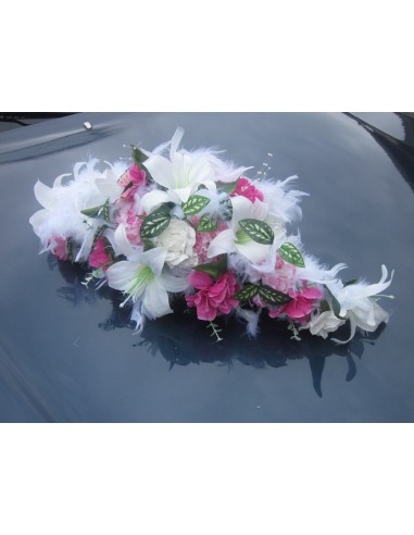 bouquet de voiture blanc / rose / fushia