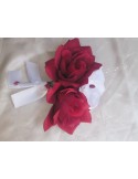 Bouquet mariage bordeaux ou rouge avec orchidée et roses