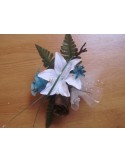 Composition table mariage 18cm turquoise / chocolat