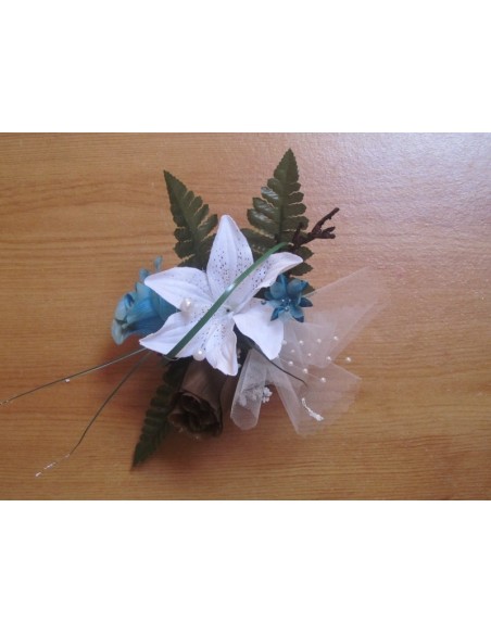 Composition table mariage 18cm turquoise / chocolat