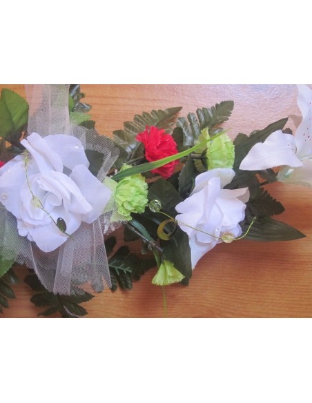 Décoration de fleurs pour table de mariage, 60cm, rouge et vert Décoration de fleurs pour table de mariage, 60cm, rouge et vert