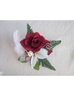 Centre de table pour mariage de 19cm, thème bordeaux, ivoire