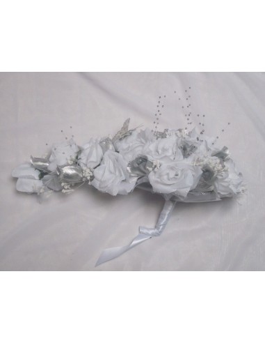 Bouquet de Mariée Cascade Blanc Argent avec roses et papillon