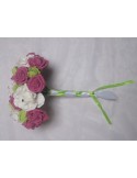Bouquet de mariée rond fushia,anis avec roses et diamants fantaisie