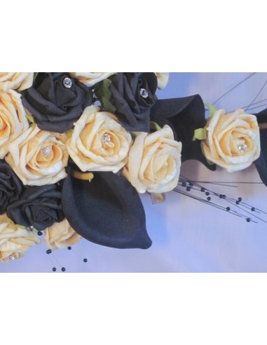 Bouquet de mariage pour la mariée Cascade couleur noir et jaune