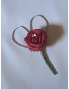Bouquet de mariee, boutonnière thème "coeur" avec roses bordeaux 2