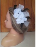 Peigne de cheveux pour mariage thème orchidée noir et blanc