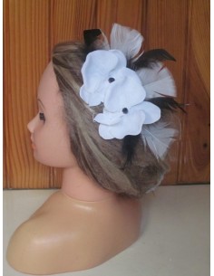 Peigne de cheveux pour mariage thème orchidée noir et blanc