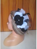 Peigne de cheveux pour mariage orchidée noir et blanc